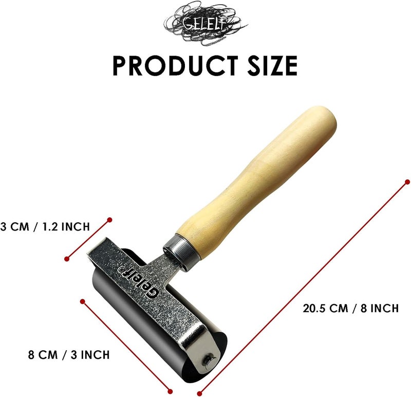 GELELF Smooth Peeling Brayer Roller - Wood Hand Roller Rollers Ink Roller Tape Roller for Gluing Taping Gel Printing Inking Block Printmaking Stamping Scrapbooks (#5: 3 Inch (8CM)) - Image 3